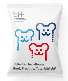 Eine Packung Gummibärchen mit einem Werbeaufdruck der BFT GmbH